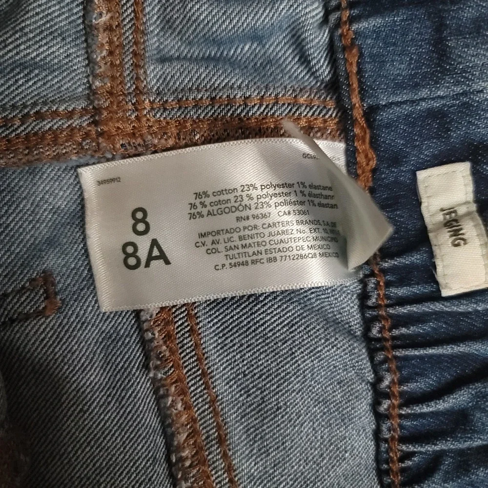2 OshKosh B'gosh Jeggings Girls Size 8 Blue Denim Elastic Waist Stretch Pants